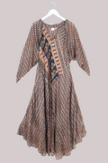 Goddess Pure Silk Dress - Black Floral Motif - Size M/L