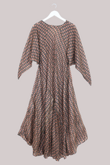 Goddess Pure Silk Dress - Black Floral Motif - Size M/L