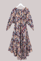 Goddess Pure Silk Dress - Burgundy Bouquet - Size L