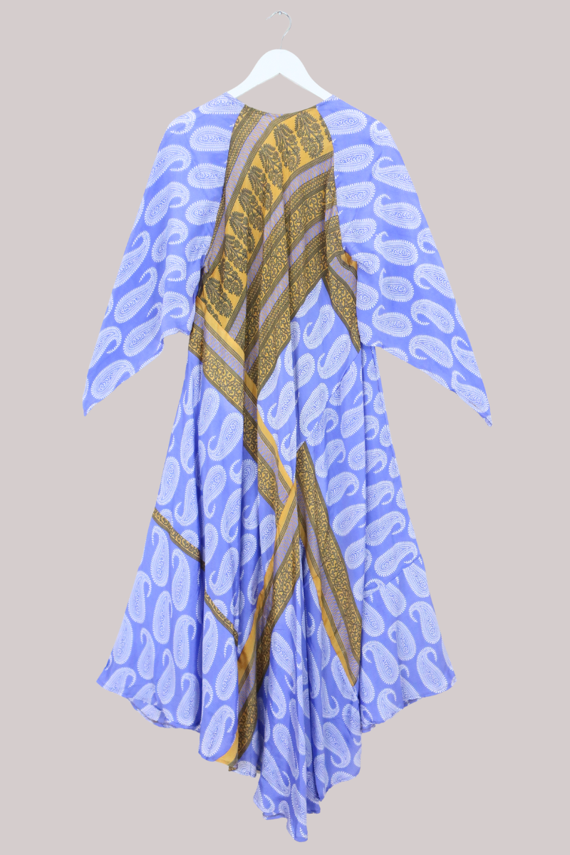 Goddess Vintage Sari Dress - Powder Blue Paisley - Size XL/XXL