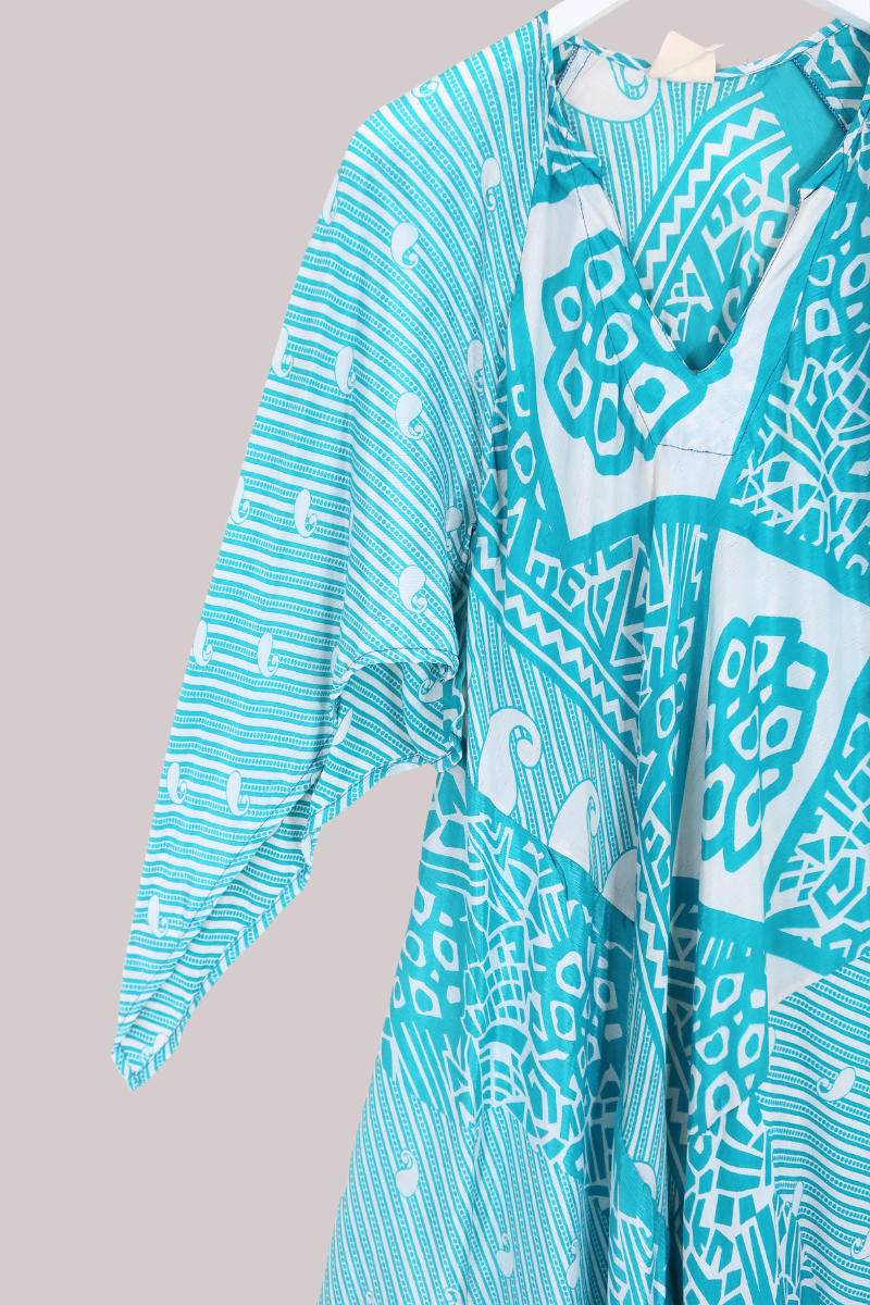 Goddess Pure Silk Dress - Ocean Breeze - Size XL/XXL