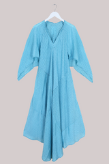 Goddess Vintage Sari Dress - Blue Tulips - Size XL/XXL