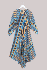 Goddess Pure Silk Dress - Retro Flowers - Size L/XL