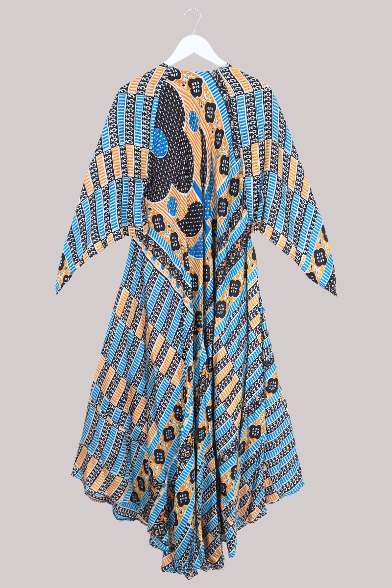 Goddess Pure Silk Dress - Retro Flowers - Size L/XL