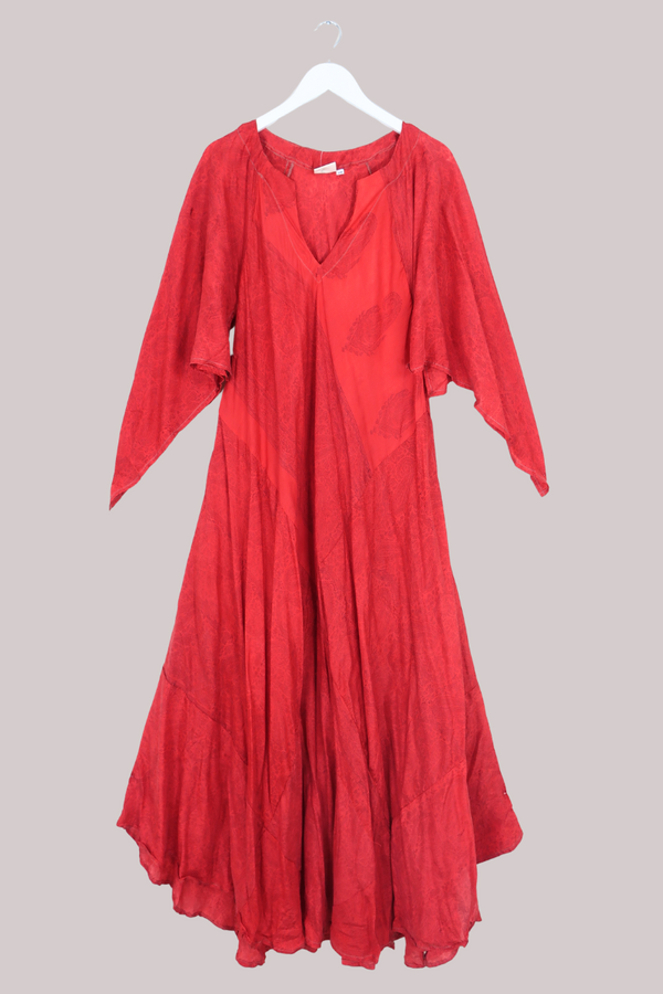 Goddess Pure Silk Dress - Scarlet Paisley - Size M/L