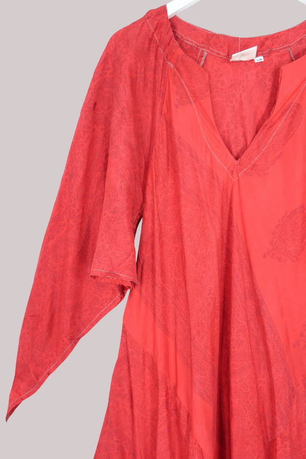 Goddess Pure Silk Dress - Scarlet Paisley - Size M/L