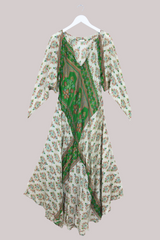 Goddess Pure Silk Dress - Grassy Fields - Size L