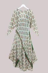 Goddess Pure Silk Dress - Grassy Fields - Size L
