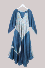 Goddess Pure Silk Dress - Silver Moon Blue - Size M/L