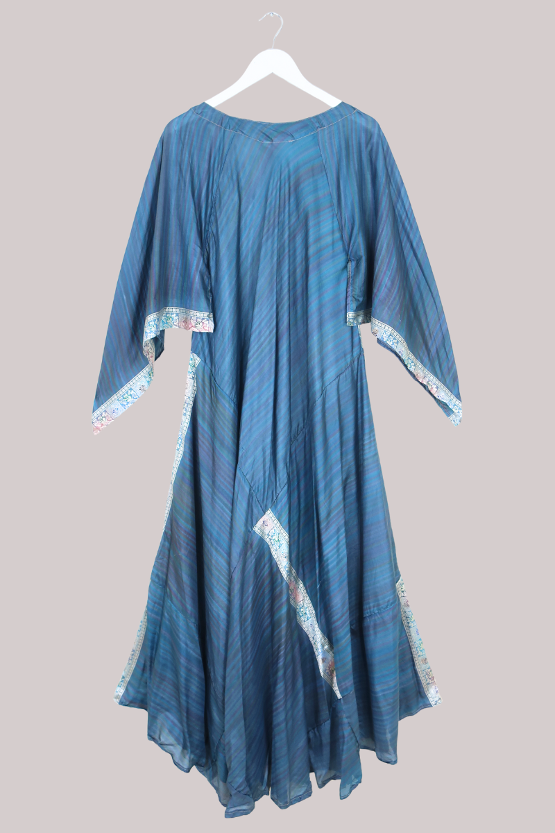 Goddess Pure Silk Dress - Silver Moon Blue - Size M/L