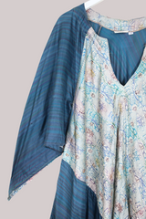 Goddess Pure Silk Dress - Silver Moon Blue - Size M/L