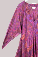 Goddess Pure Silk Dress - Vibrant Magenta Patchwork - Size M/L