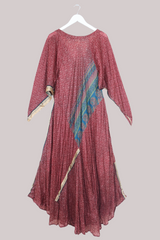Goddess Pure Silk Dress - Garnet Red Floral Paisley - Size L/XL