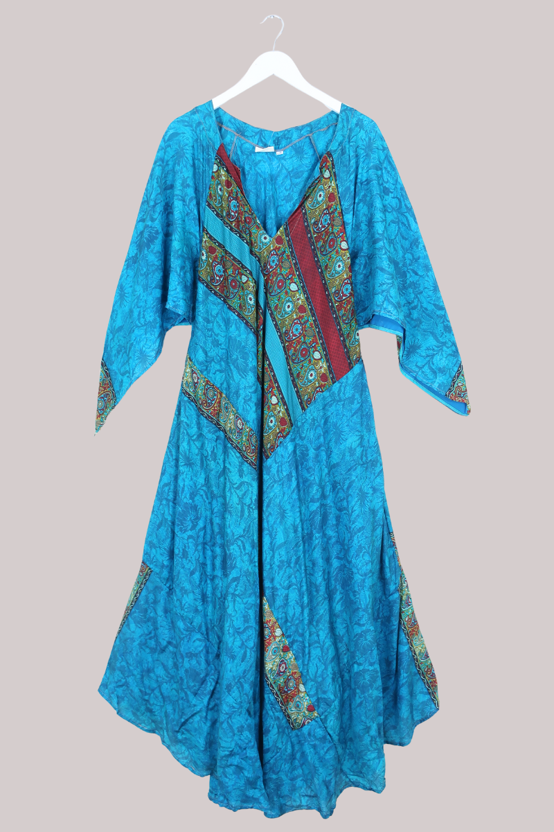 Goddess Pure Silk Dress - Aquamarine Pool Tiles - Size L
