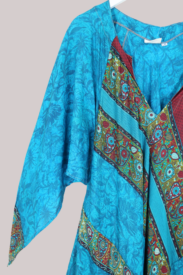 Goddess Pure Silk Dress - Aquamarine Pool Tiles - Size L