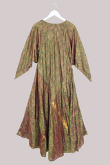 Goddess Pure Silk Dress - Iridescent Gold Paisley - Size S
