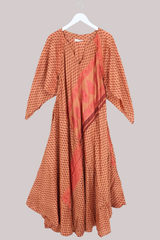 Goddess Pure Silk Dress - Embroidered Desert Flowers - Size M/L