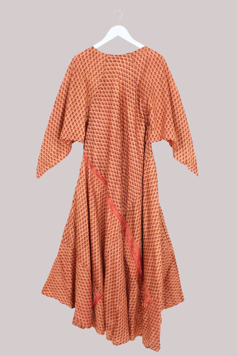 Goddess Pure Silk Dress - Embroidered Desert Flowers - Size M/L