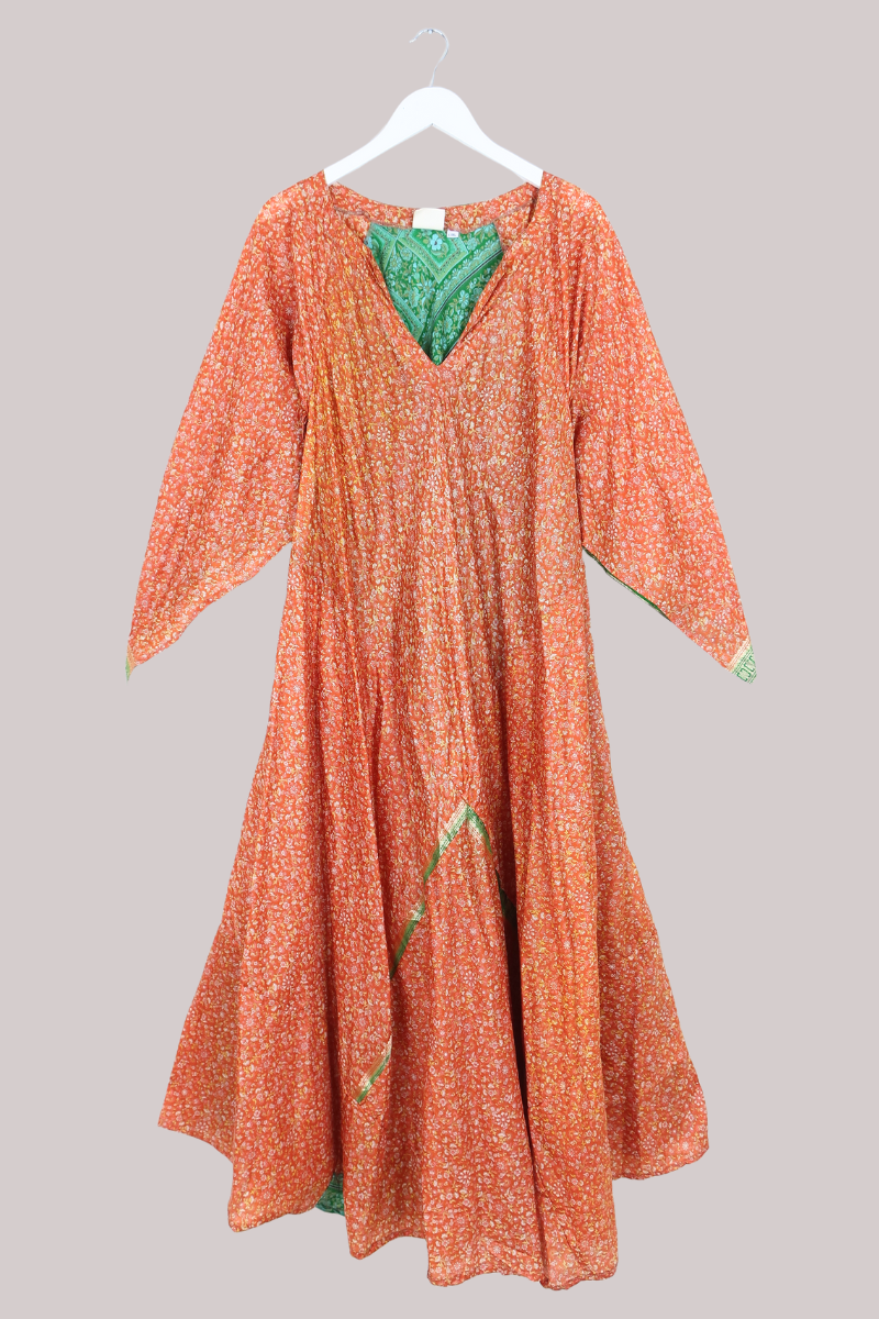Goddess Pure Silk Dress - Spring Amber Floral - Size M/L
