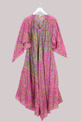 Goddess Pure Silk Dress - Paint Palette Pink - Size M/L