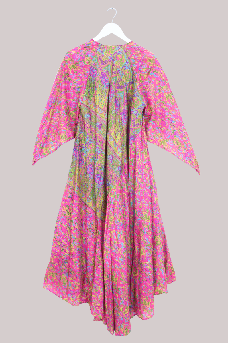 Goddess Pure Silk Dress - Paint Palette Pink - Size M/L
