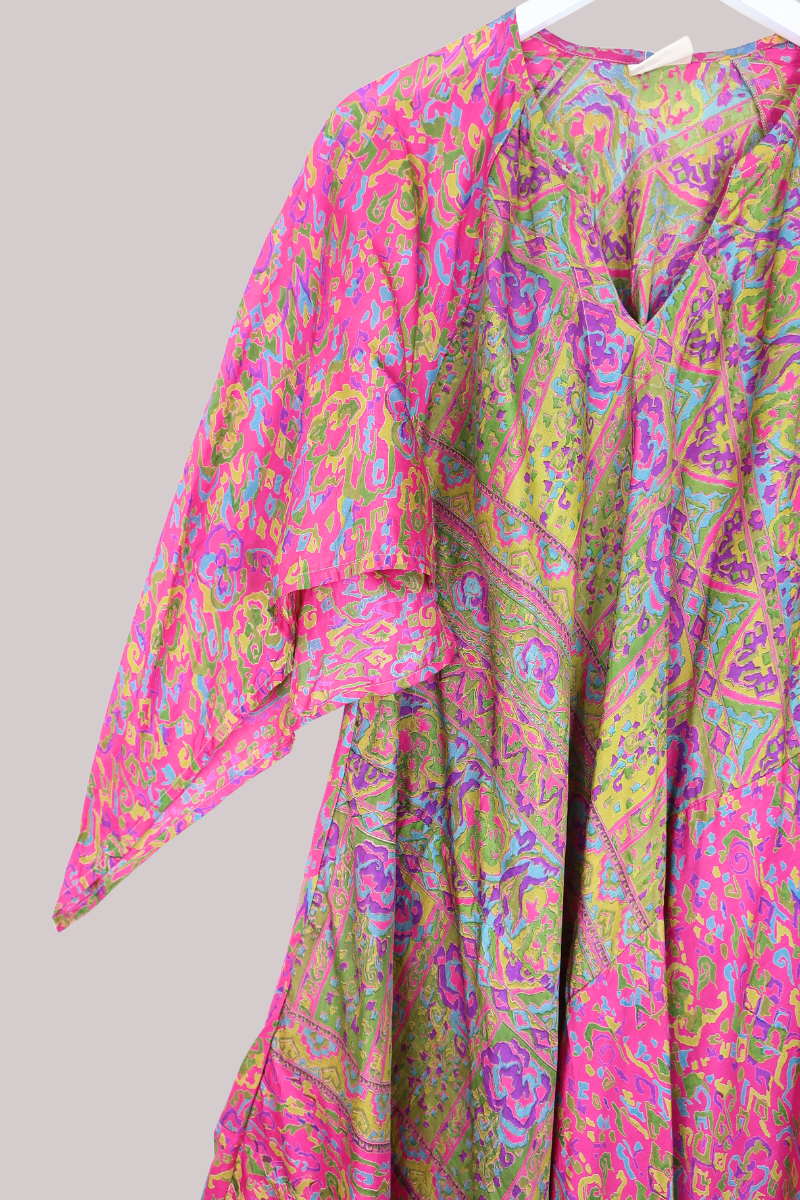 Goddess Pure Silk Dress - Paint Palette Pink - Size M/L