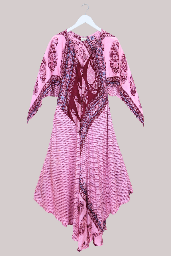 Goddess Pure Silk Dress - Sweet Pink Paisley - Size XXL