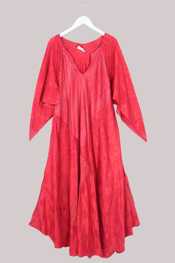 Goddess Pure Silk Dress - Poppy Fields Red - Size L/XL