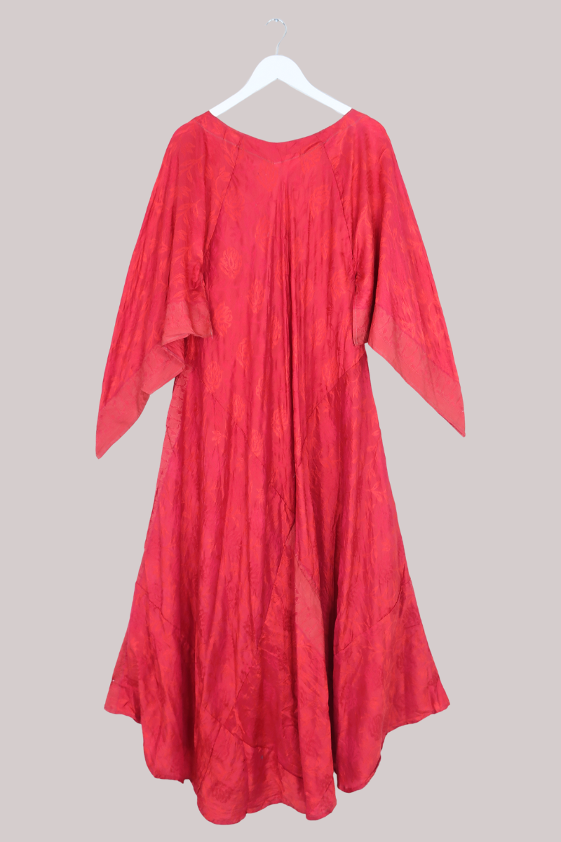 Goddess Pure Silk Dress - Poppy Fields Red - Size L/XL