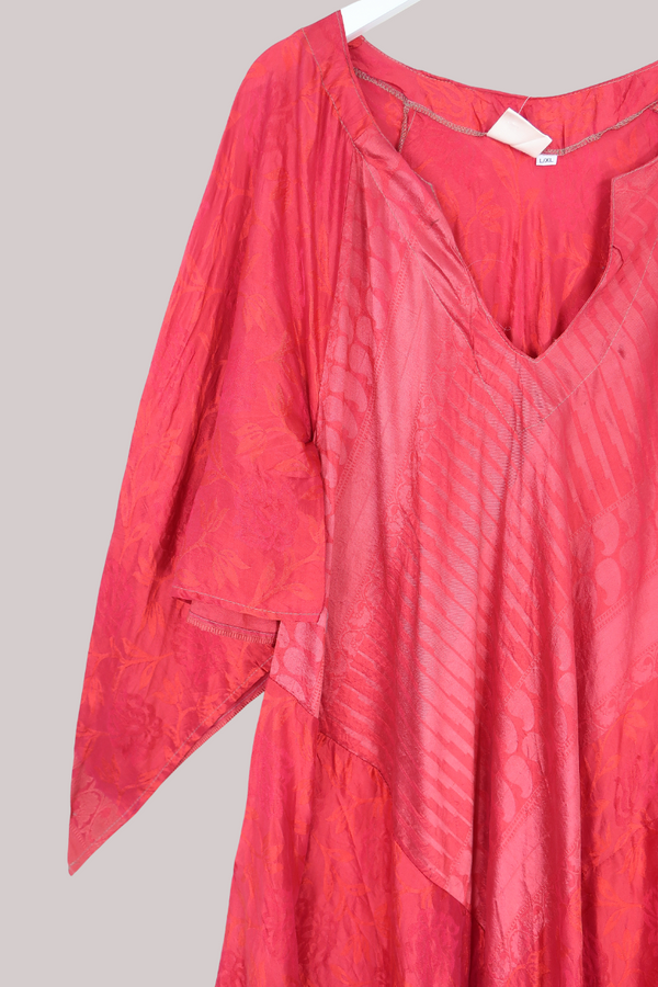 Goddess Pure Silk Dress - Poppy Fields Red - Size L/XL
