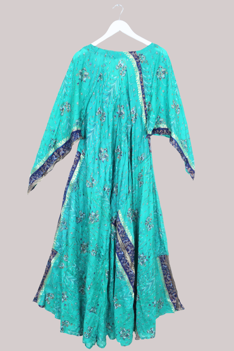 Goddess Pure Silk Dress - In The Lakes Blue - Size M/L