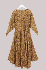 Goddess Pure Silk Dress - Burnished Gold Antique Floral - Size S/M