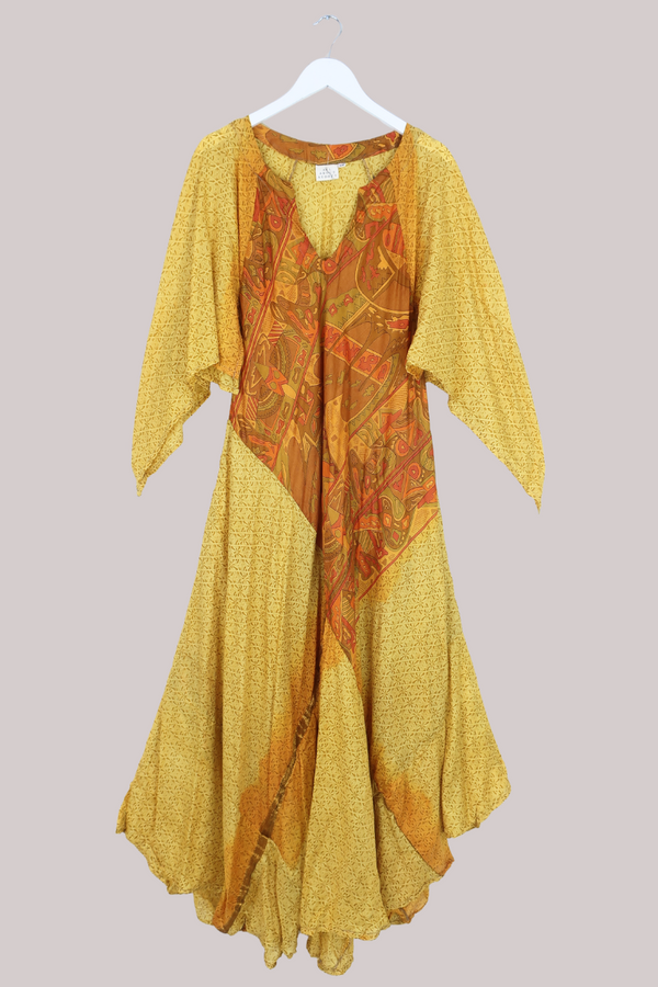Goddess Pure Silk Dress - Sun-Seeker Yellow - Size L