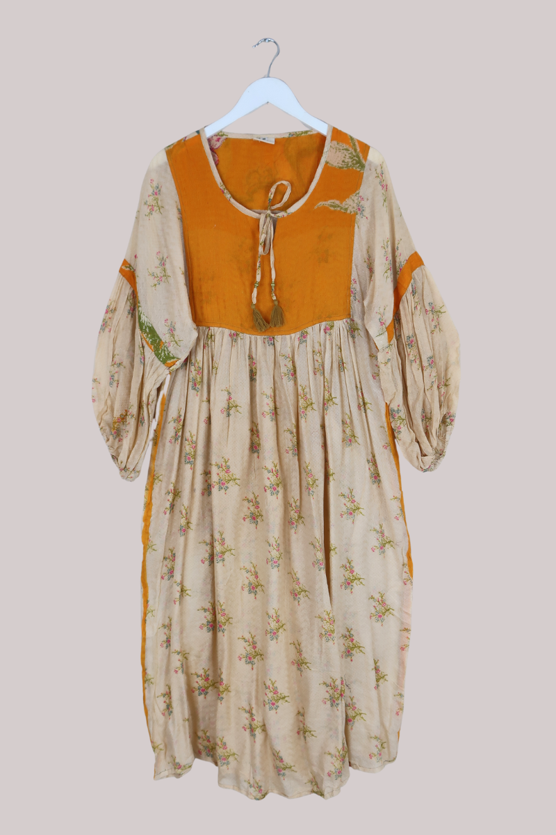 Daisy Vintage Cotton Maxi Dress - Peaches in the Sun - Size XS