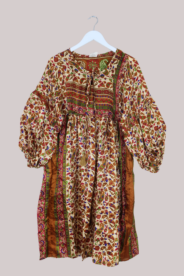 Daisy Vintage Cotton Midi Dress - Rubies, Amethysts & Emeralds - Size S/M