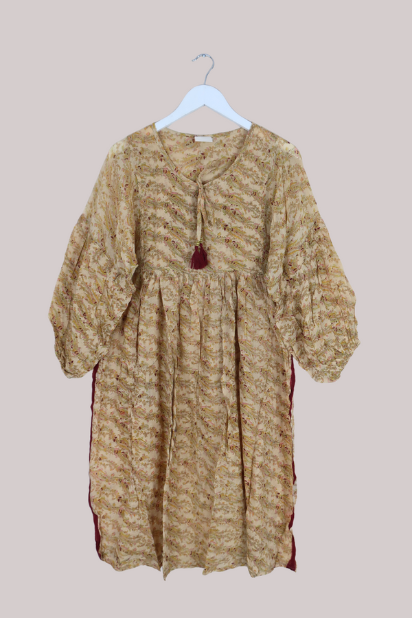 Daisy Vintage Cotton Midi Dress - Pale Parchment Paisley - Size M/L