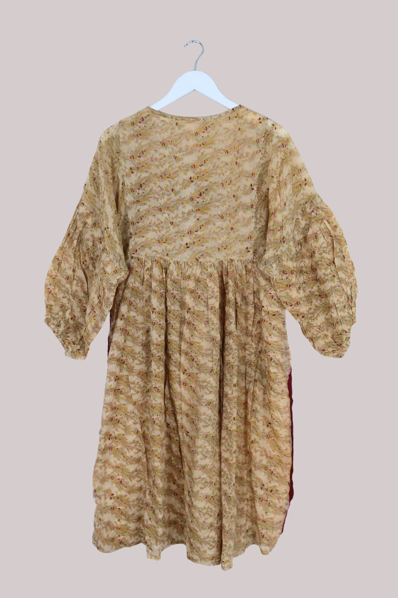 Daisy Vintage Cotton Midi Dress - Pale Parchment Paisley - Size M/L