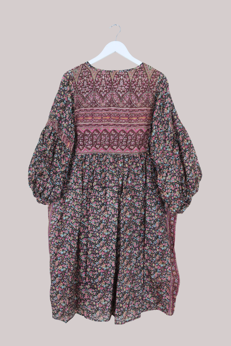 Daisy Vintage Cotton Midi Dress - Enchanted Forest Green & Cherry - Size XXL
