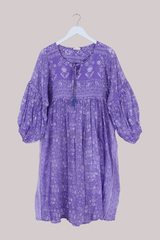 Daisy Vintage Cotton Midi Dress - Lilacs in the Snow - Size M/L
