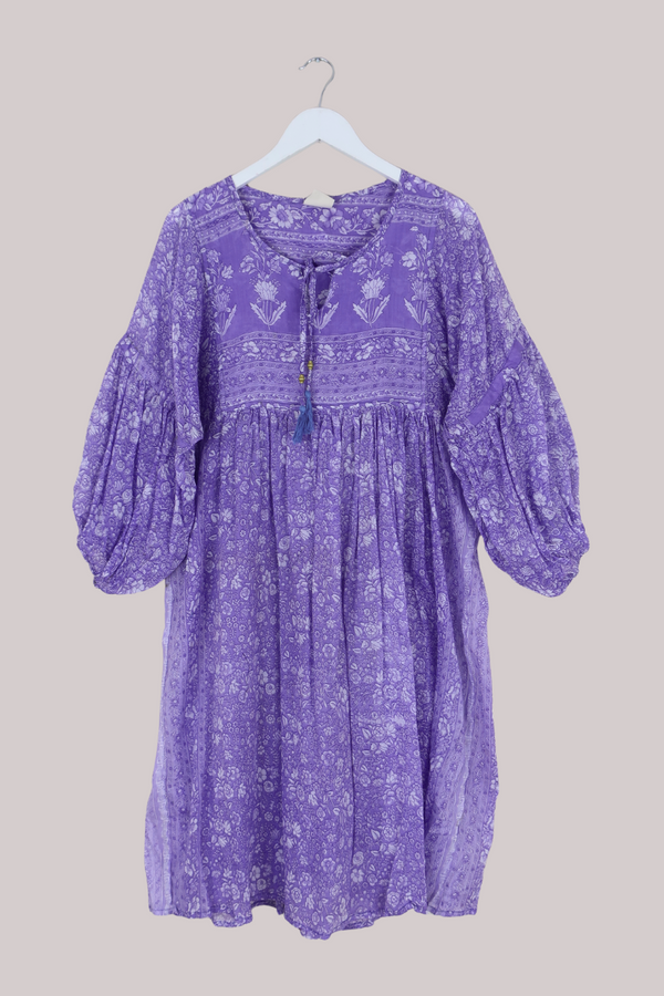 Daisy Vintage Cotton Midi Dress - Lilacs in the Snow - Size M/L