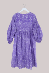 Daisy Vintage Cotton Midi Dress - Lilacs in the Snow - Size M/L