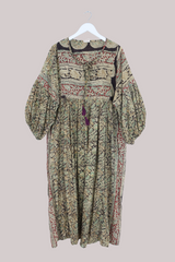 Daisy Vintage Cotton Maxi Dress - Lost Antique Floral - Size L/XL