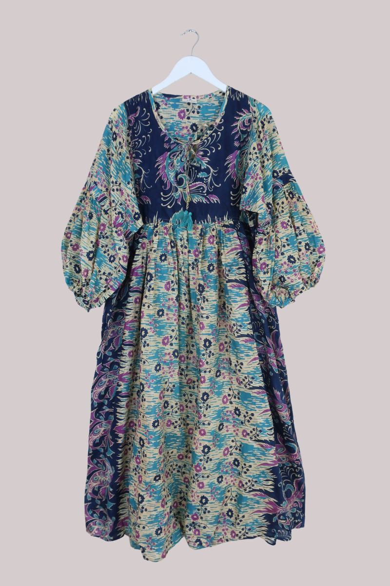 Daisy Vintage Cotton Maxi Dress - Flowers of the River - Size XS