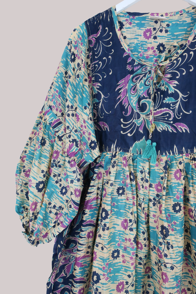 Daisy Vintage Cotton Maxi Dress - Flowers of the River - Size XS