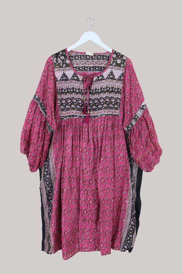 Daisy Vintage Cotton Midi Dress - Spring Pink Floral - Size XXL