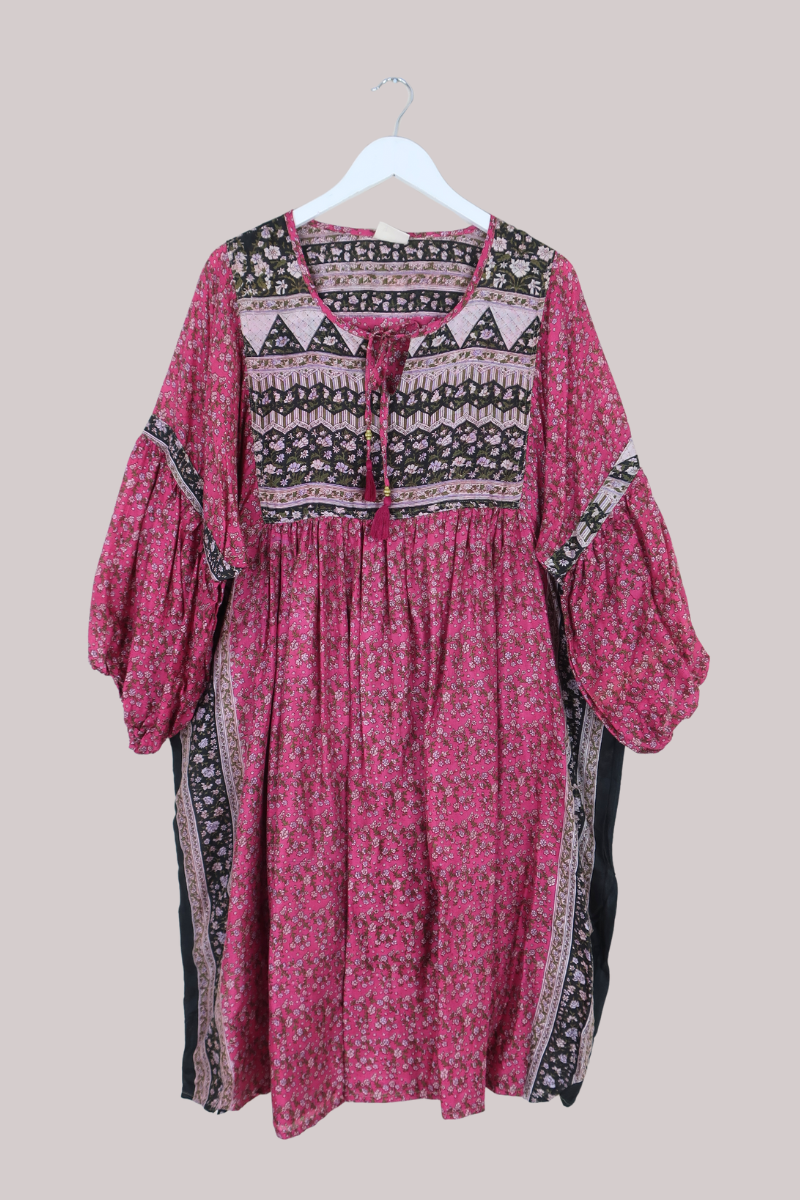Daisy Vintage Cotton Midi Dress - Spring Pink Floral - Size XXL