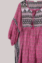 Daisy Vintage Cotton Midi Dress - Spring Pink Floral - Size XXL