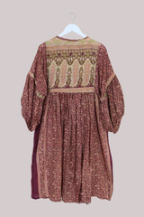 Daisy Vintage Cotton Midi Dress - Cherry Wood Red Blossom - Size M/L
