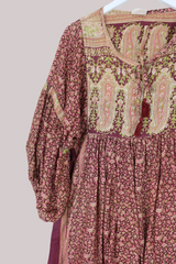 Daisy Vintage Cotton Midi Dress - Cherry Wood Red Blossom - Size M/L