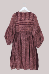 Daisy Vintage Cotton Midi Dress - Purple Cedar Floral - Size XXL